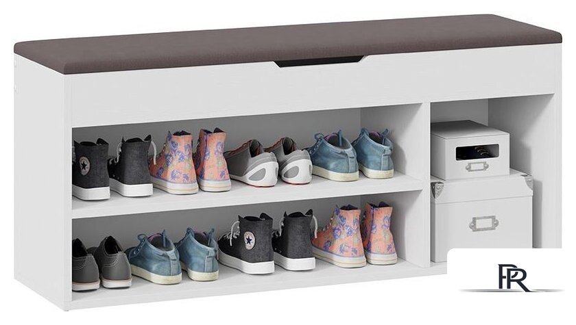 Банкетка Трия Тип 12 (белый ясень/велюр серый) - Изображение №3 — Интернет-магазин ПроЗаказ