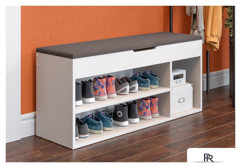 Банкетка Трия Тип 12 (белый ясень/велюр серый) - Изображение №1 — Интернет-магазин ПроЗаказ