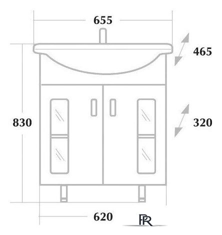  Onika Тумба под умывальник Кристалл 65.18 (белый) [106513] - Изображение №4 — Интернет-магазин ПроЗаказ