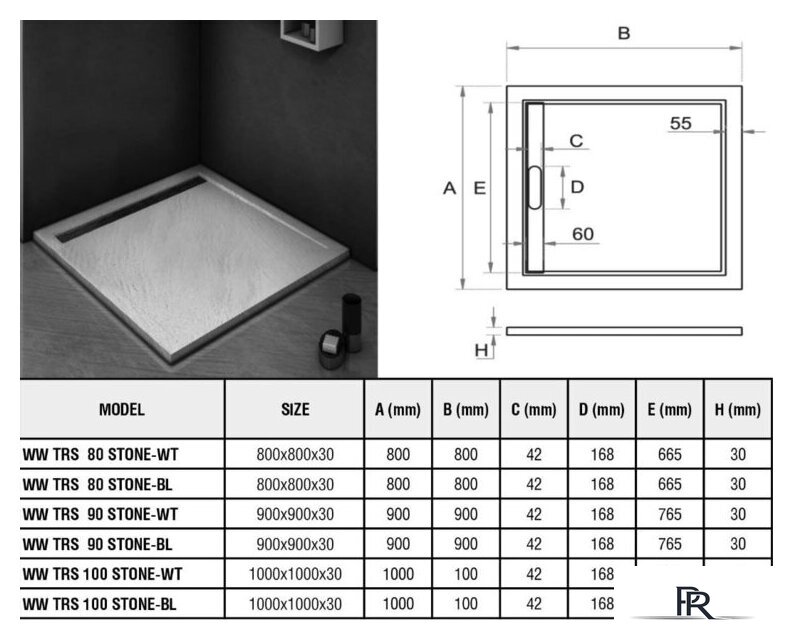 Душевой поддон WeltWasser TRS 100 Stone-BL 100x100 - Изображение №7 — Интернет-магазин ПроЗаказ