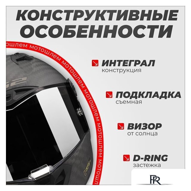 Мотошлем LS2 FF805 Thunder C GP Pro Fim (2XL, черный матовый) - Изображение №3 — Интернет-магазин ПроЗаказ
