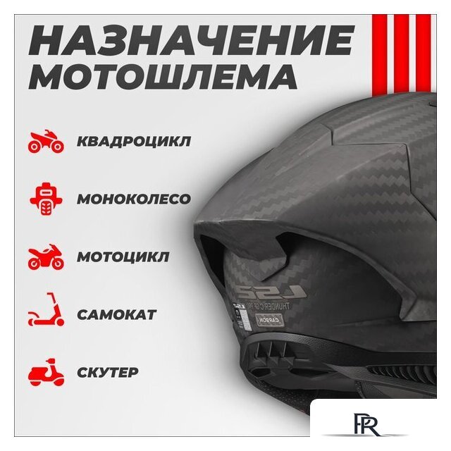 Мотошлем LS2 FF805 Thunder C GP Pro Fim (2XL, черный матовый) - Изображение №4 — Интернет-магазин ПроЗаказ