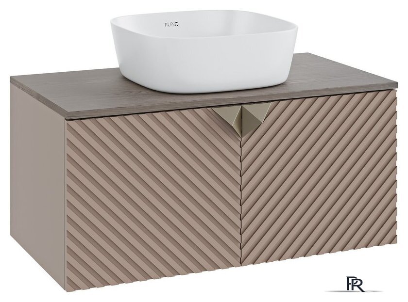  Runo Тумба под умывальник Runo Андорра 85 (подвесная, кашемир серый/дуб какао) - Изображение №1 — Интернет-магазин ПроЗаказ