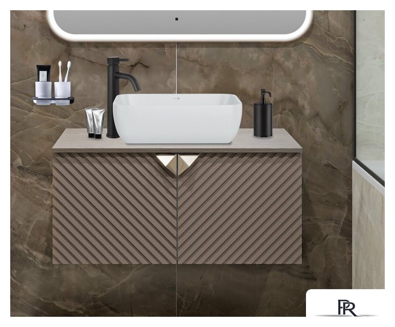  Runo Тумба под умывальник Runo Андорра 85 (подвесная, кашемир серый/дуб какао) - Изображение №3 — Интернет-магазин ПроЗаказ