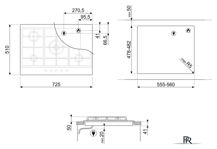 Варочная панель Smeg PX175 - Изображение №5 — Интернет-магазин ПроЗаказ