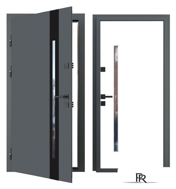 Металлическая дверь Guard Inox Black 2 96x205 (левая, Ral 7016/экосатин белый) - Изображение №1 — Интернет-магазин ПроЗаказ