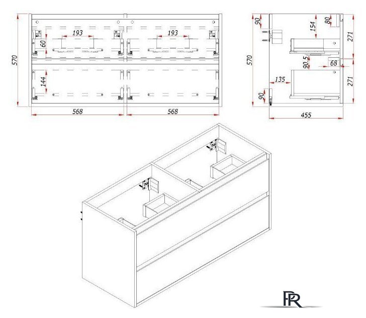  ЗОВ Тумба с умывальником Парма 120 P120LWP0MWHMC1A-OL120 (белый/белый галифакс) - Изображение №4 — Интернет-магазин ПроЗаказ