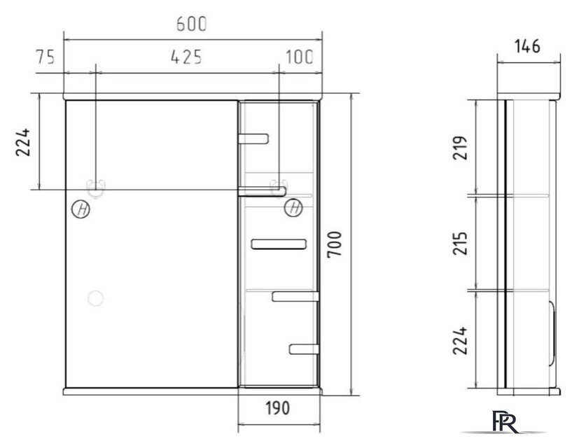  Volna Шкаф с зеркалом Joli 60 R (белый) - Изображение №9 — Интернет-магазин ПроЗаказ