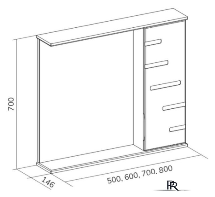  Volna Шкаф с зеркалом Joli 60 R (белый) - Изображение №10 — Интернет-магазин ПроЗаказ