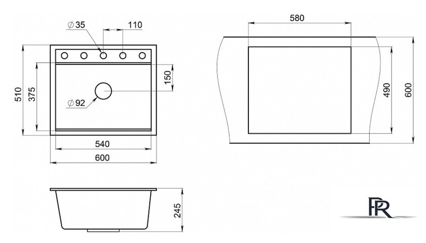 Кухонная мойка Granula KS-6003 (алюминиум) - Изображение №4 — Интернет-магазин ПроЗаказ