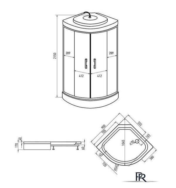 Душевая кабина Erlit ER3509PF-C3-RUS 90x90 - Изображение №3 — Интернет-магазин ПроЗаказ