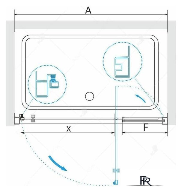 Душевая дверь RGW PA-02-B 41080208-14 (черный/прозрачное стекло) - Изображение №2 — Интернет-магазин ПроЗаказ