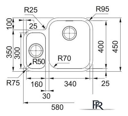 Кухонная мойка Franke Smart SRX 160-34-16 122.0739.169 (нержавеющая сталь) - Изображение №2 — Интернет-магазин ПроЗаказ