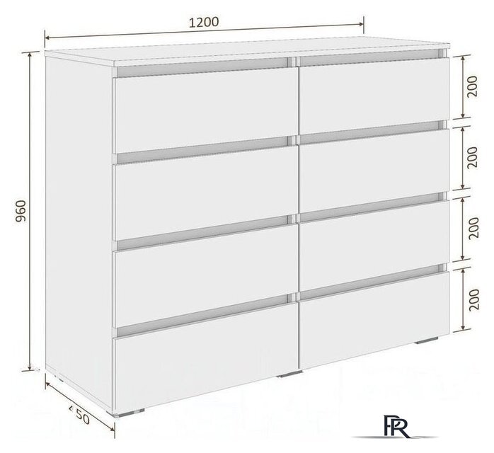 Комод Кортекс-мебель Бари 120 8ш (дуб сонома/дуб сонома/белый) - Изображение №5 — Интернет-магазин ПроЗаказ