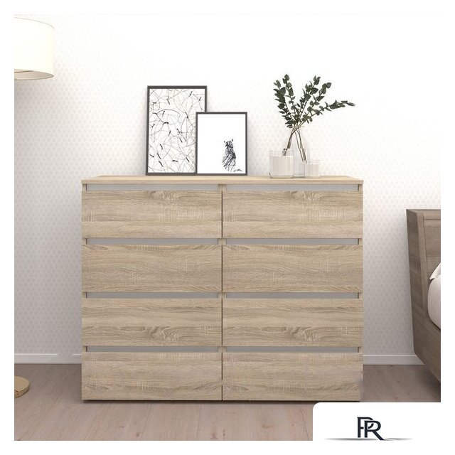 Комод Кортекс-мебель Бари 120 8ш (дуб сонома/дуб сонома/белый) - Изображение №3 — Интернет-магазин ПроЗаказ