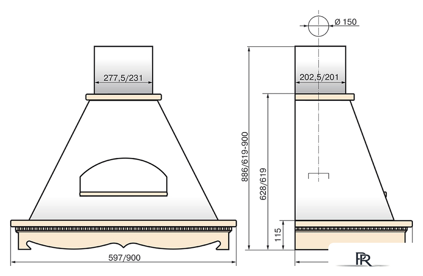 Кухонная вытяжка Elikor Бельведер 60П-650-П3Д (бежевый/дуб неокрашенный) - Изображение №2 — Интернет-магазин ПроЗаказ