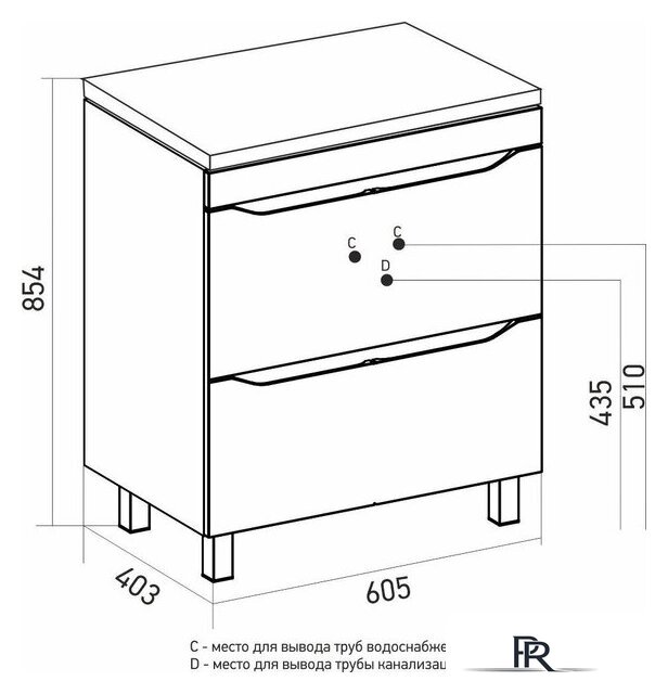  Mixline Тумба под умывальник Лайн-60 555470 - Изображение №4 — Интернет-магазин ПроЗаказ