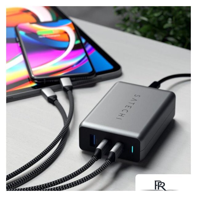 Сетевое зарядное Satechi 100W Type-C PD Compact GAN Charger ST-TC100GM-EU (европейская вилка) - Изображение №6 — Интернет-магазин ПроЗаказ