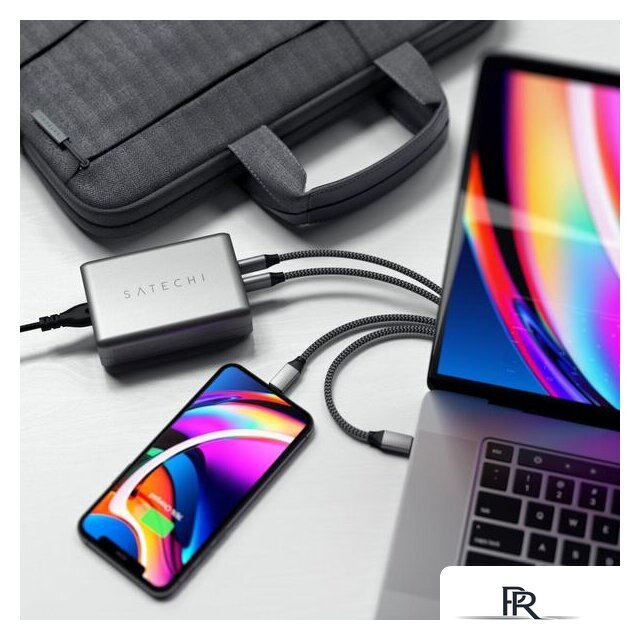 Сетевое зарядное Satechi 100W Type-C PD Compact GAN Charger ST-TC100GM-EU (европейская вилка) - Изображение №5 — Интернет-магазин ПроЗаказ