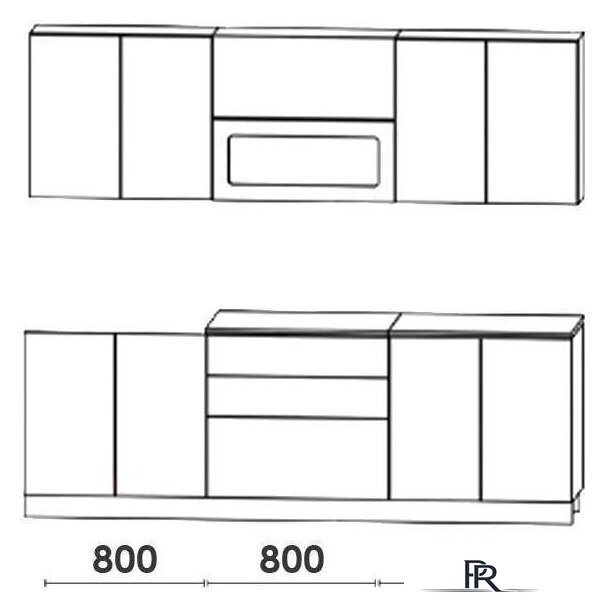 Готовая кухня Артём-Мебель Адель со стеклом МДФ 2.4м (жемчуг матовый текстурный) - Изображение №2 — Интернет-магазин ПроЗаказ