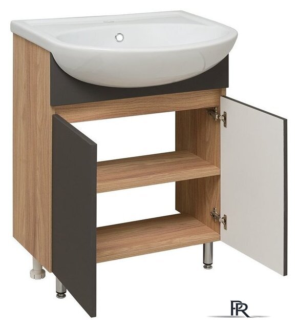  Runo Тумба с умывальником Лада 60 + Уют 60 (напольная, дуб/графит) - Изображение №3 — Интернет-магазин ПроЗаказ