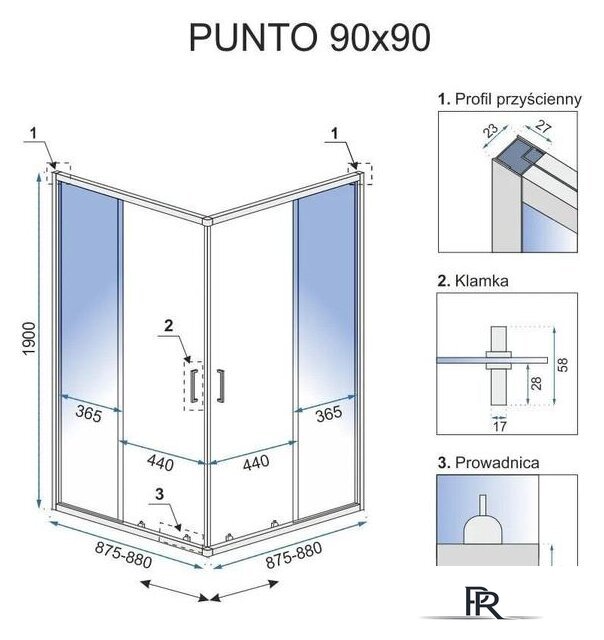 Душевой уголок Rea Punto 90x90 (черный/прозрачное стекло) - Изображение №7 — Интернет-магазин ПроЗаказ