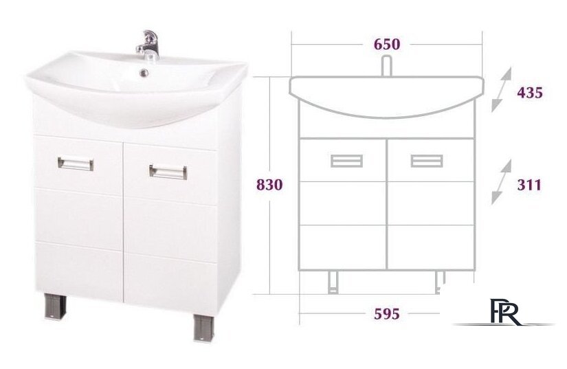  Onika Тумба с умывальником Балтика 65.10 106529 + Балтика-65 - Изображение №3 — Интернет-магазин ПроЗаказ