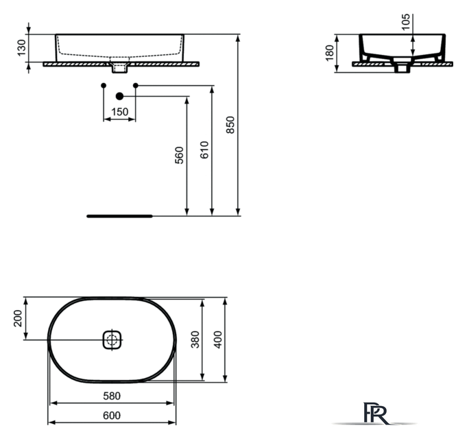 Умывальник Ideal Standard Strada II Oval Vesse 60 T298101 - Изображение №2 — Интернет-магазин ПроЗаказ