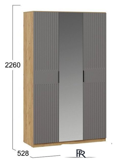 Шкаф распашной Трия Хилтон комбинированный (дуб крафт золотой/графит матовый) - Изображение №2 — Интернет-магазин ПроЗаказ