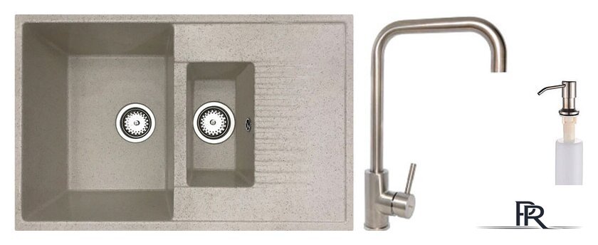 Кухонная мойка БелЭворс Forma L + смеситель W4998-4 + дозатор L405-1 (бежевый) - Изображение №1 — Интернет-магазин ПроЗаказ
