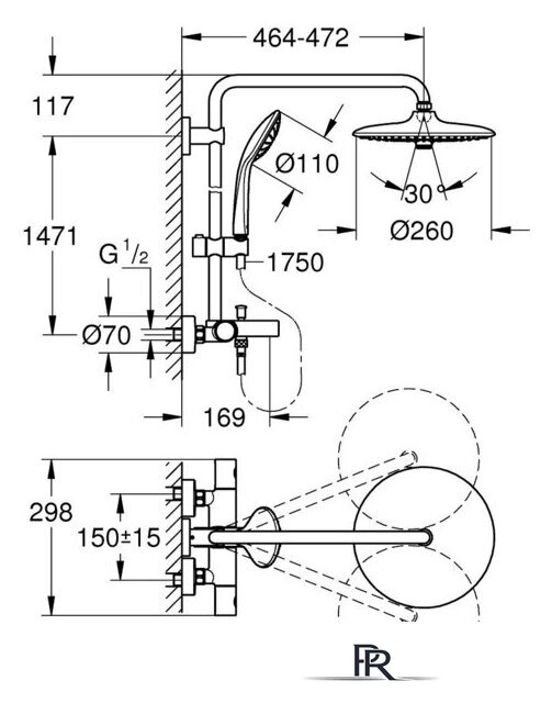 Душевая система  Grohe Euphoria System 260 27475001 - Изображение №2 — Интернет-магазин ПроЗаказ