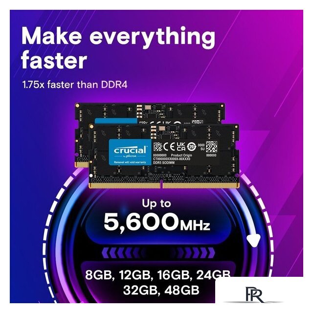 Оперативная память Crucial 8ГБ DDR5 SODIMM 5600 МГц CT8G56C46S5 - Изображение №3 — Интернет-магазин ПроЗаказ