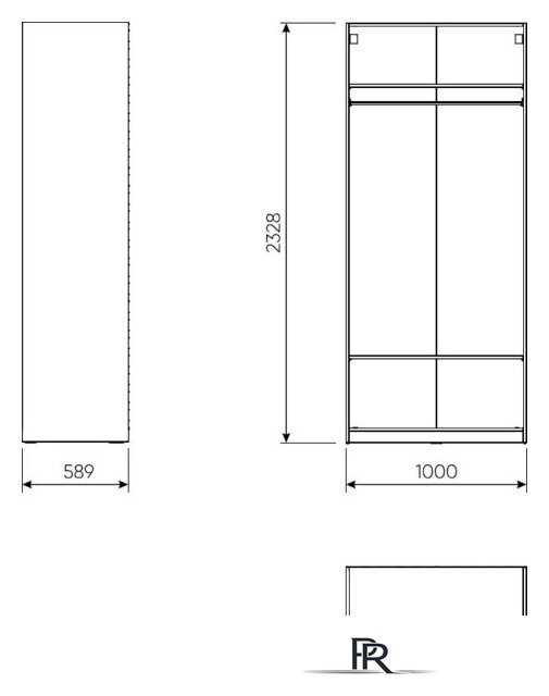 Шкаф-гармошка Mio Tesoro Макс 100x58x233 2.06.07.250.4 (серый) - Изображение №3 — Интернет-магазин ПроЗаказ