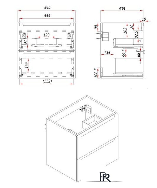  ЗОВ Тумба под умывальник Дион 60 D60LHO0M7015МKV5 (графит матовый/дуб) - Изображение №3 — Интернет-магазин ПроЗаказ
