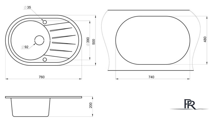 Кухонная мойка Granula ST-7601 (графит) - Изображение №3 — Интернет-магазин ПроЗаказ