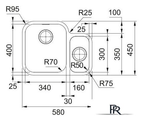Кухонная мойка Franke Smart SRX 160-34-16 122.0739.170 (нержавеющая сталь) - Изображение №2 — Интернет-магазин ПроЗаказ