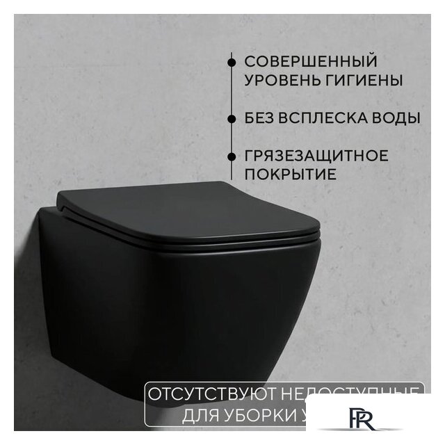 Унитаз подвесной Lauter Magdeburg 21103EC + AM.PM PrimeFit I012709.0151 (черный матовый хром глянцевый, с кнопкой смыва) - Изображение №4 — Интернет-магазин ПроЗаказ