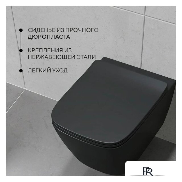 Унитаз подвесной Lauter Magdeburg 21103EC + AM.PM PrimeFit I012709.0151 (черный матовый хром глянцевый, с кнопкой смыва) - Изображение №3 — Интернет-магазин ПроЗаказ