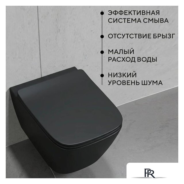 Унитаз подвесной Lauter Magdeburg 21103EC + AM.PM PrimeFit I012709.0151 (черный матовый хром глянцевый, с кнопкой смыва) - Изображение №6 — Интернет-магазин ПроЗаказ