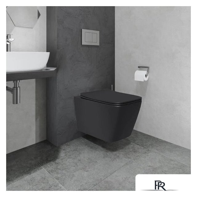Унитаз подвесной Lauter Magdeburg 21103EC + AM.PM PrimeFit I012709.0151 (черный матовый хром глянцевый, с кнопкой смыва) - Изображение №12 — Интернет-магазин ПроЗаказ