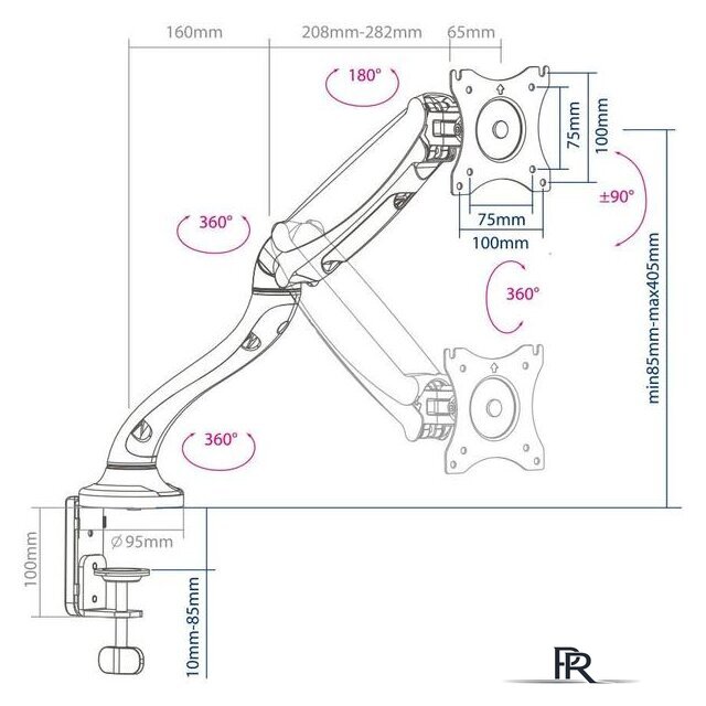 Кронштейн для монитора Arm Media LCD-T21 (белый) - Изображение №5 — Интернет-магазин ПроЗаказ