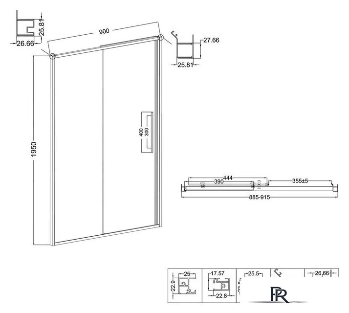 Душевая дверь Niagara Nova NG-34-9AGR 90x195 (графит/прозрачное стекло) - Изображение №10 — Интернет-магазин ПроЗаказ