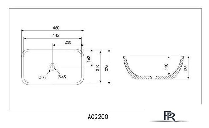 Умывальник Abber Rechteck AC2200GS (серебристый) - Изображение №4 — Интернет-магазин ПроЗаказ