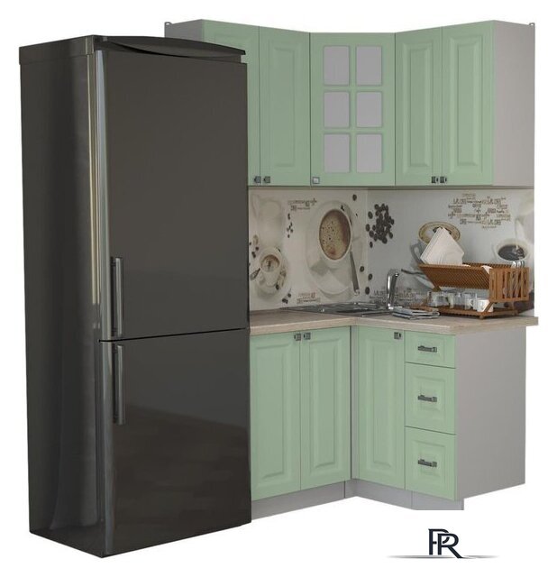 Готовая кухня Интерлиния Мила Деко 1.2x1.2 (мята/травертин серый) - Изображение №1 — Интернет-магазин ПроЗаказ