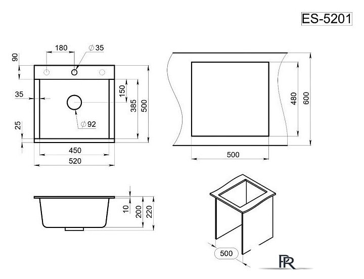 Кухонная мойка Granula ES-5201 (арктик) - Изображение №5 — Интернет-магазин ПроЗаказ