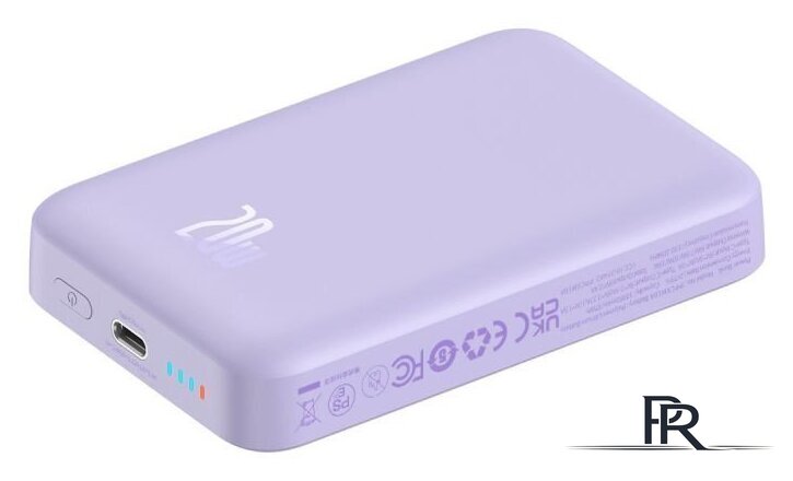 Внешний аккумулятор Baseus Magnetic Mini Air Wireless Fast Charge Power Bank 20W 10000mAh (сиреневый) - Изображение №6 — Интернет-магазин ПроЗаказ