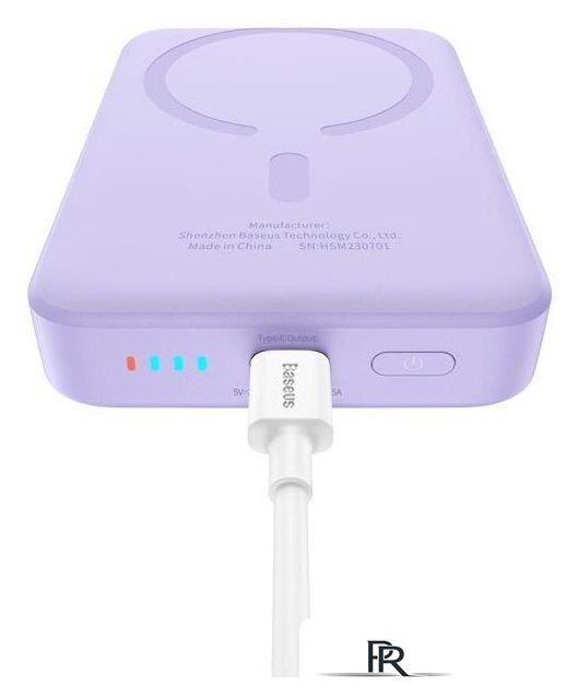 Внешний аккумулятор Baseus Magnetic Mini Air Wireless Fast Charge Power Bank 20W 10000mAh (сиреневый) - Изображение №7 — Интернет-магазин ПроЗаказ