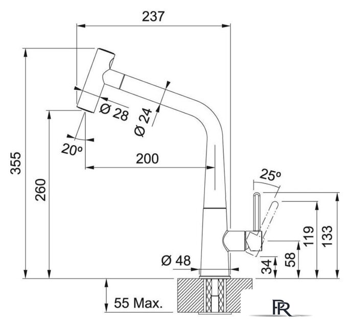 Смеситель Franke Icon 115.0625.190 (черный матовый) - Изображение №5 — Интернет-магазин ПроЗаказ