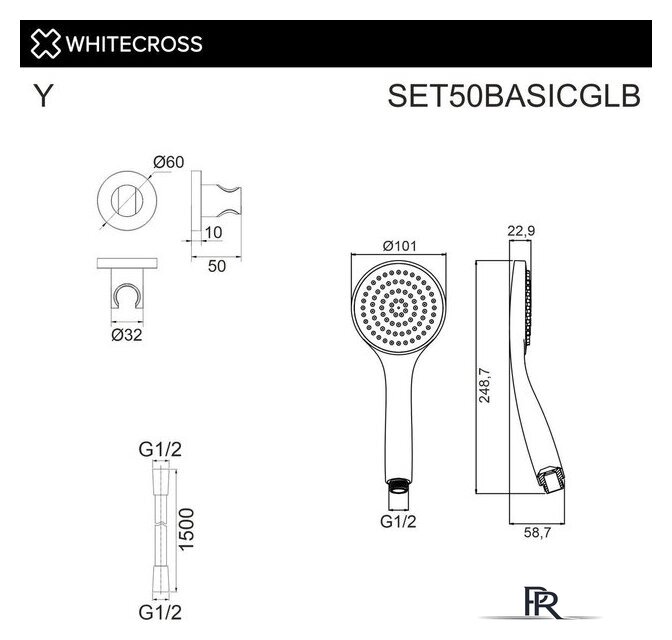 Душевой гарнитур  Whitecross SET50BASICGLB (брашированное золото) - Изображение №2 — Интернет-магазин ПроЗаказ