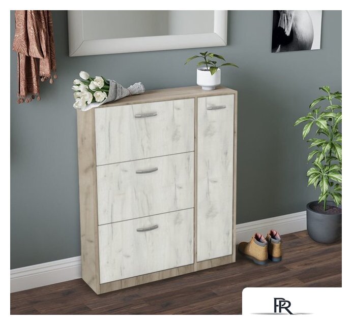 Тумба для обуви Артём-Мебель СН-100.21 (дуб крафт белый/дуб крафт серый) - Изображение №1 — Интернет-магазин ПроЗаказ